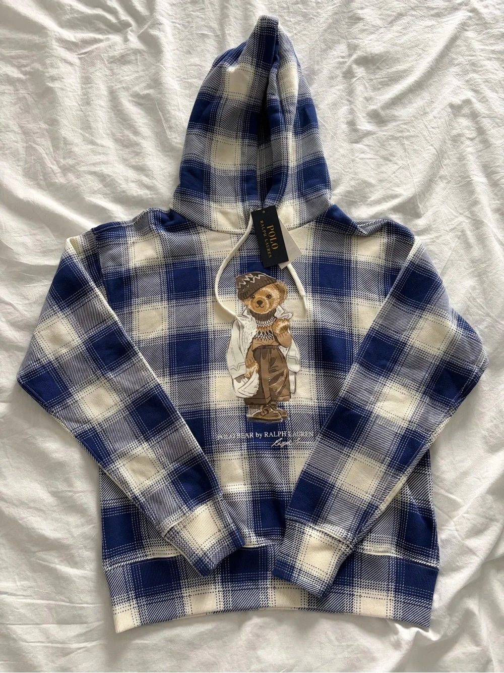 Polo Ralph Lauren Women’s Gingham Polo Bear Hoodie Small NWT - Picture 2 of 14